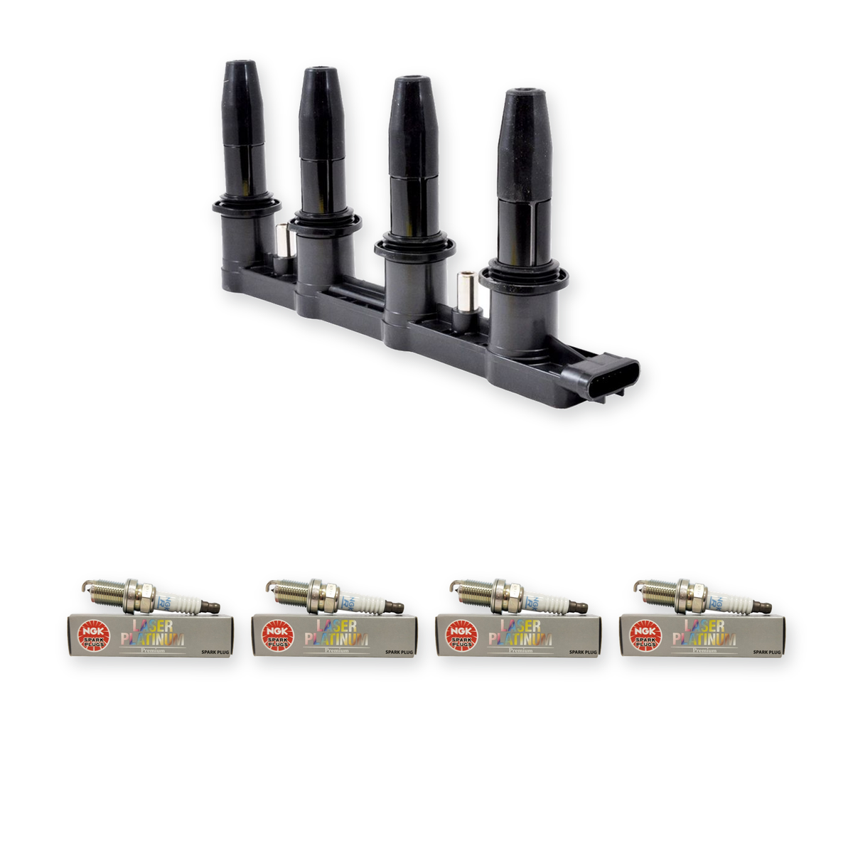 4x NGK Platinum Spark Plugs w/ Swan Ignition Coil Pack for Holden Cruze JH SRi