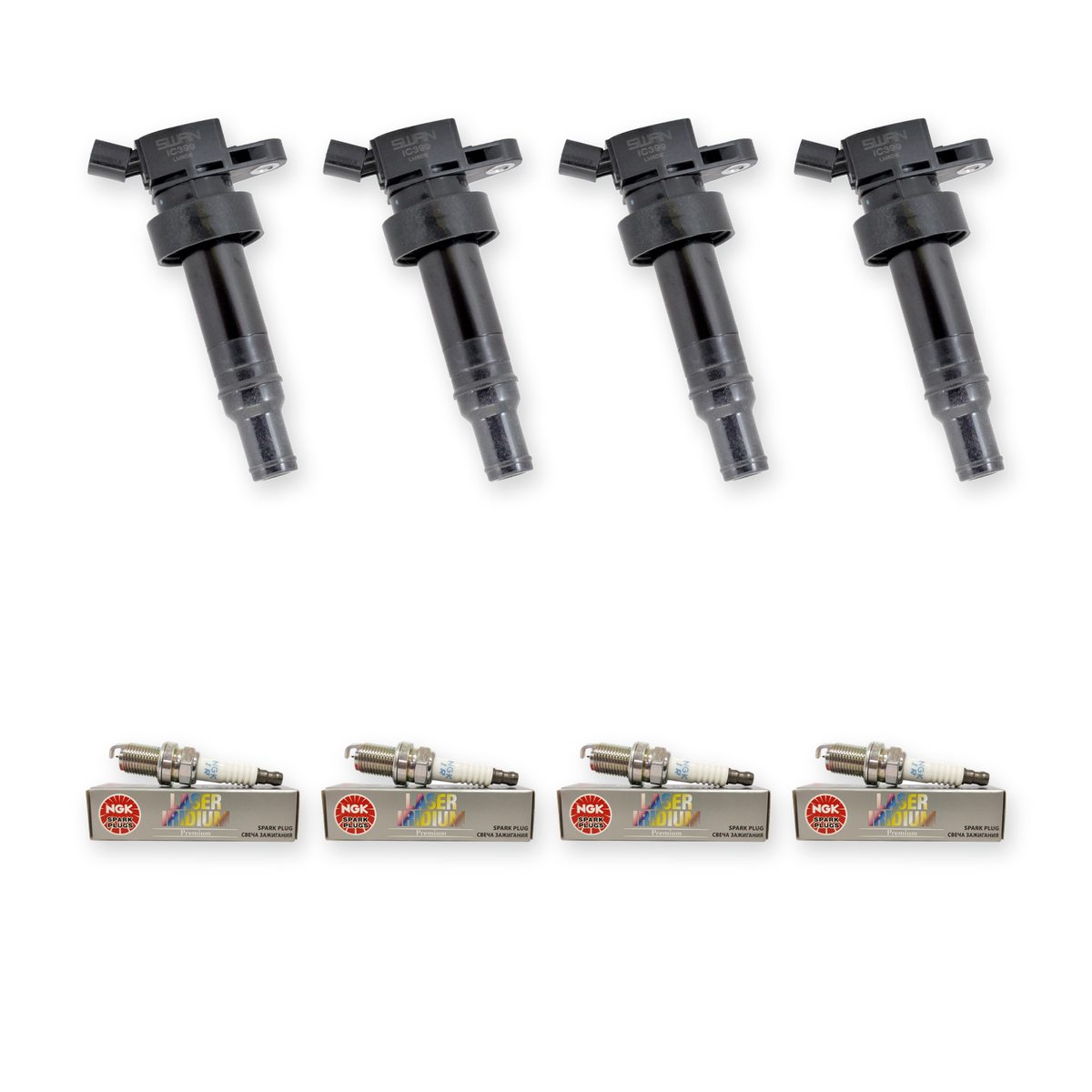 4x Swan Ignition Coil & NGK Spark Plugs for Hyundai Veloster SR Turbo 1.6L T-GDi