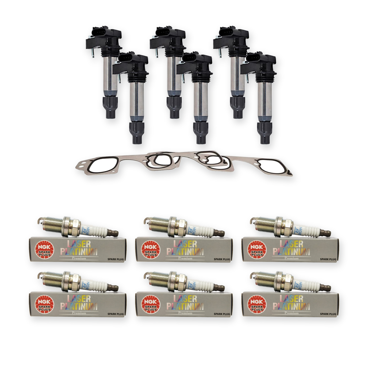 Ignition Coils Inlet Gasket Kit & Spark Plugs for Holden Commodore VE Caprice WM