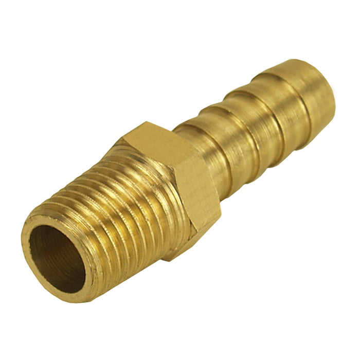 Derale Straight Hose Fitting 1/4 NPT Male Thread x 3/8 Barb Hose Tail End