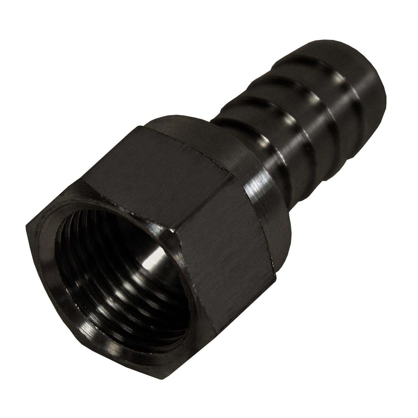 Derale Straight Hose Fitting -8AN Female Swivel Thread x 1/2 Barb Hose Tail End