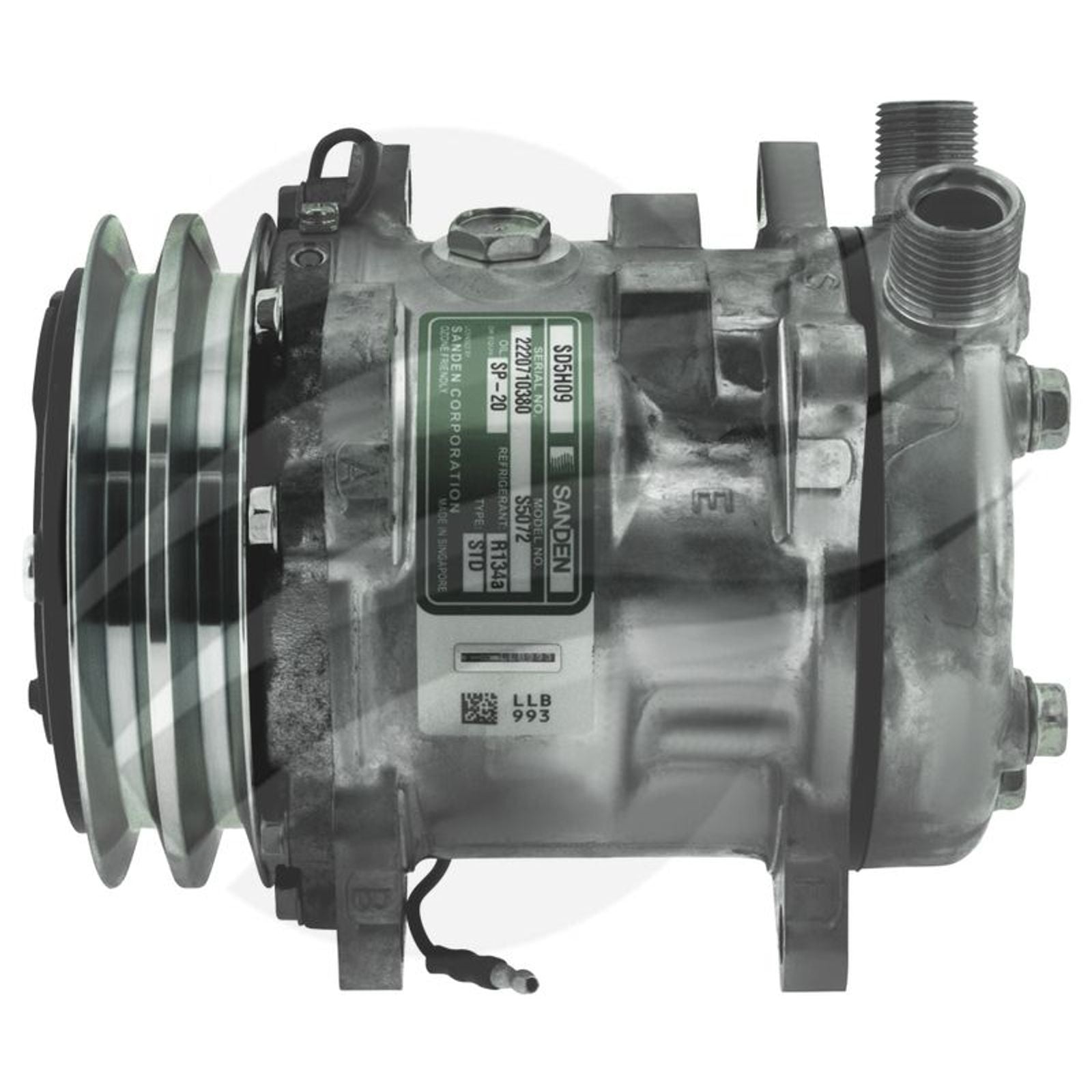 SANDEN Comp SD5H09 12V 2A 125MM VOR EAR Mount FL Head