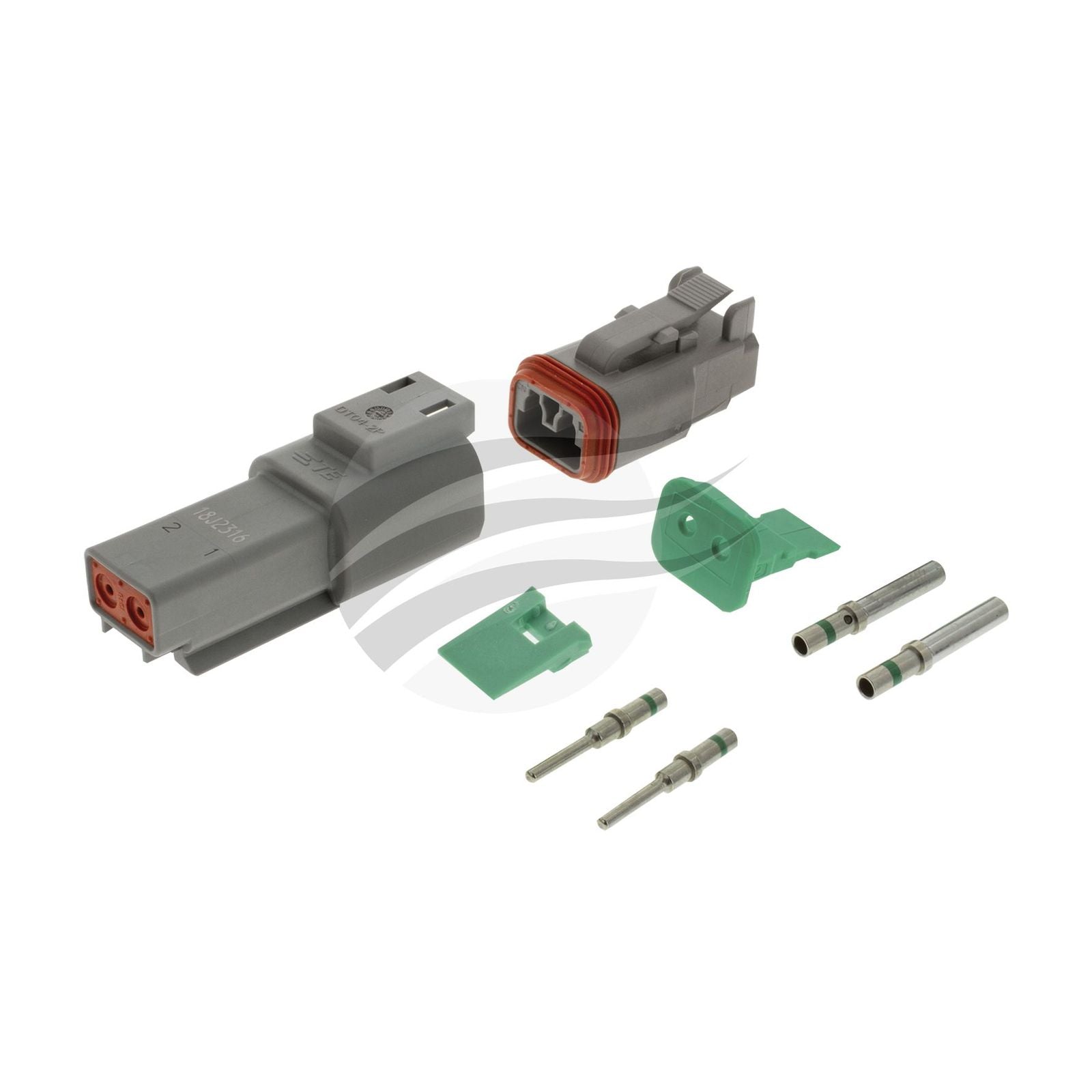 DT Series 2 Way Connector Kit Incl Green Band Terminals and Wedges Deutsch