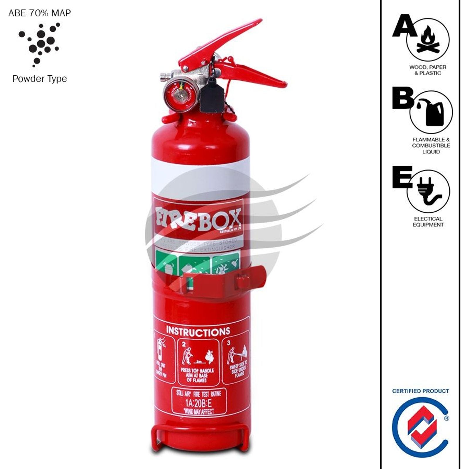 1.0KG DCP Fire Extinguisher Includes Nozzle & Vehicle Mounting Bracket