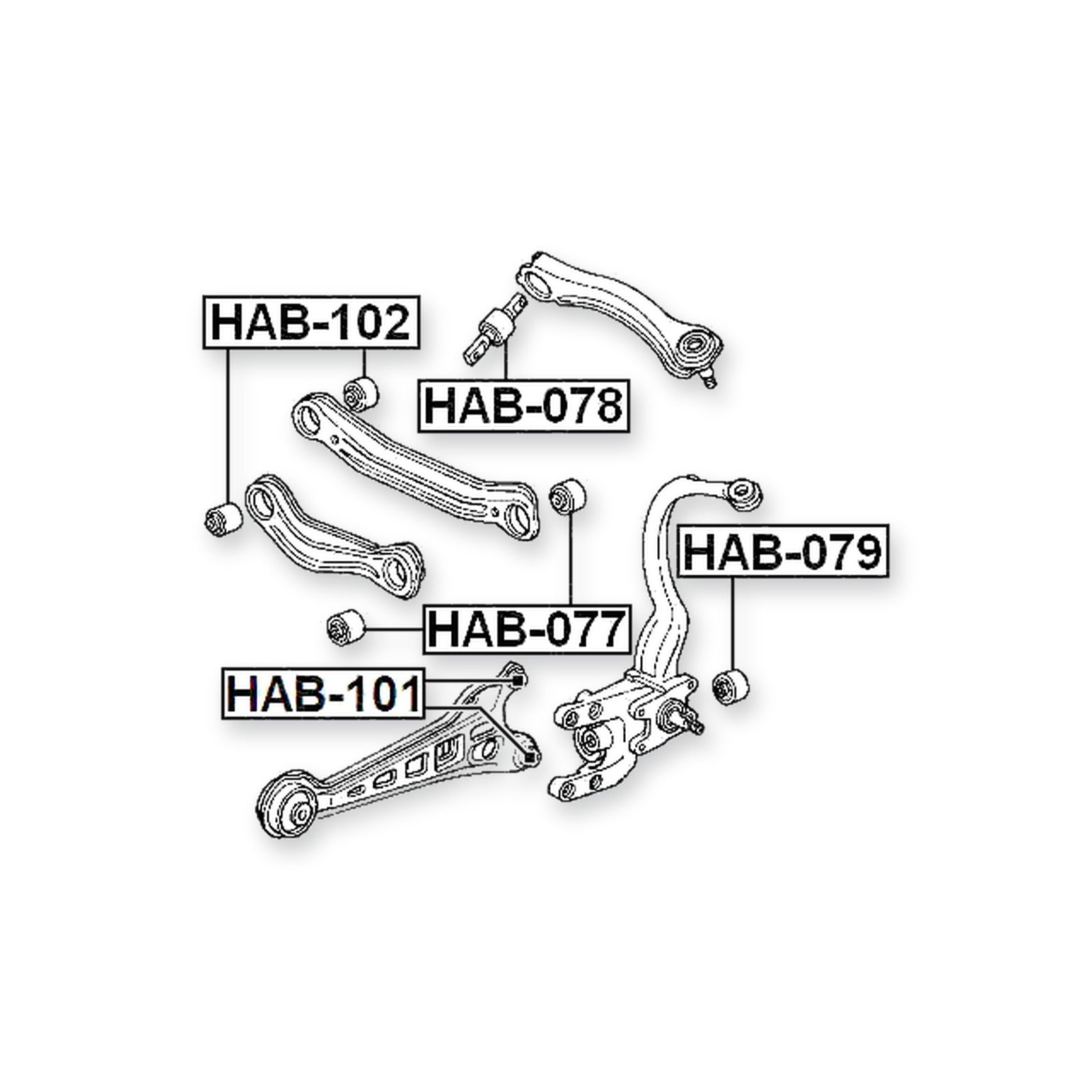 Honda 2.5TL UA2 Rear Upper Bushing, Control Arm