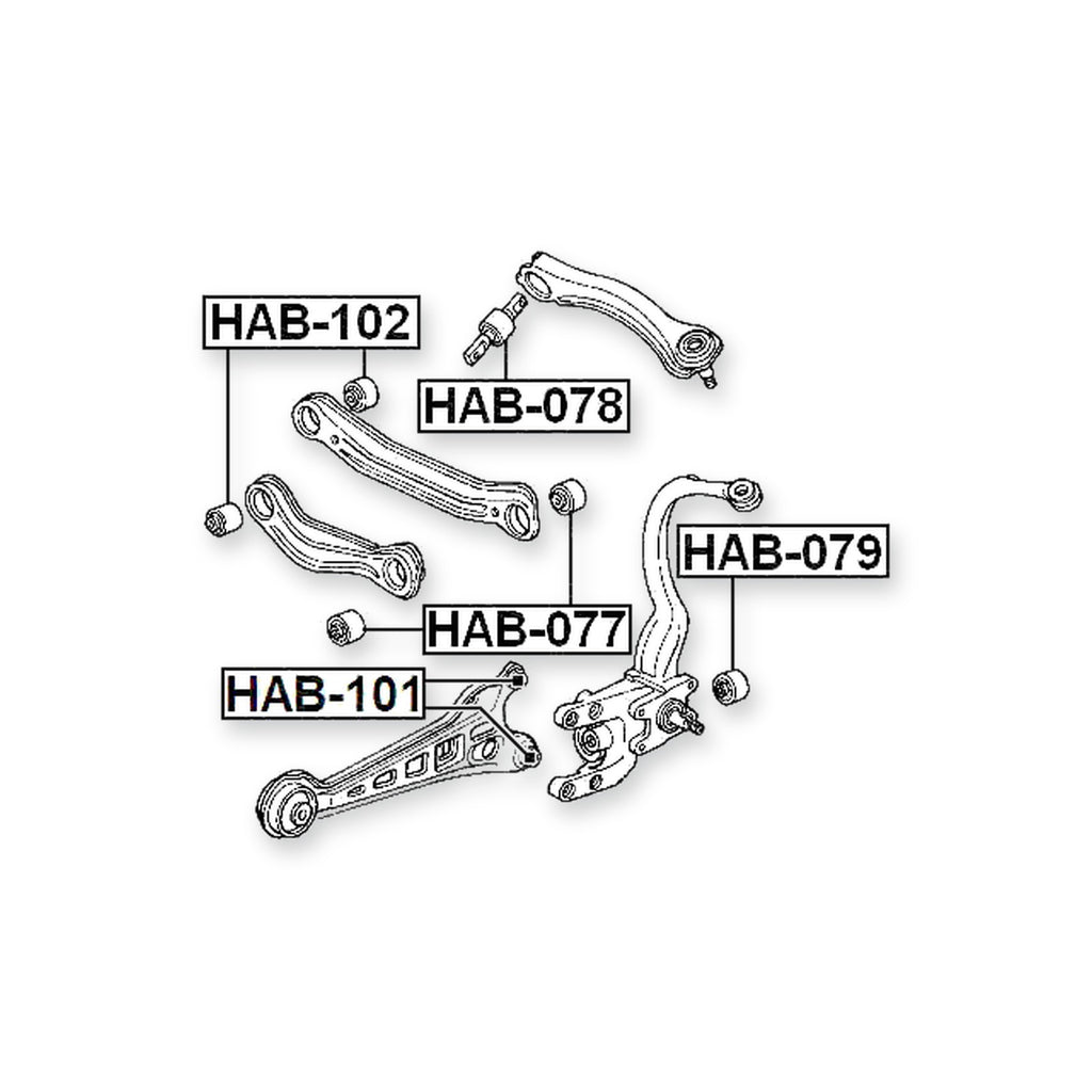 Honda 2.5TL UA2 Rear Upper Bushing, Control Arm