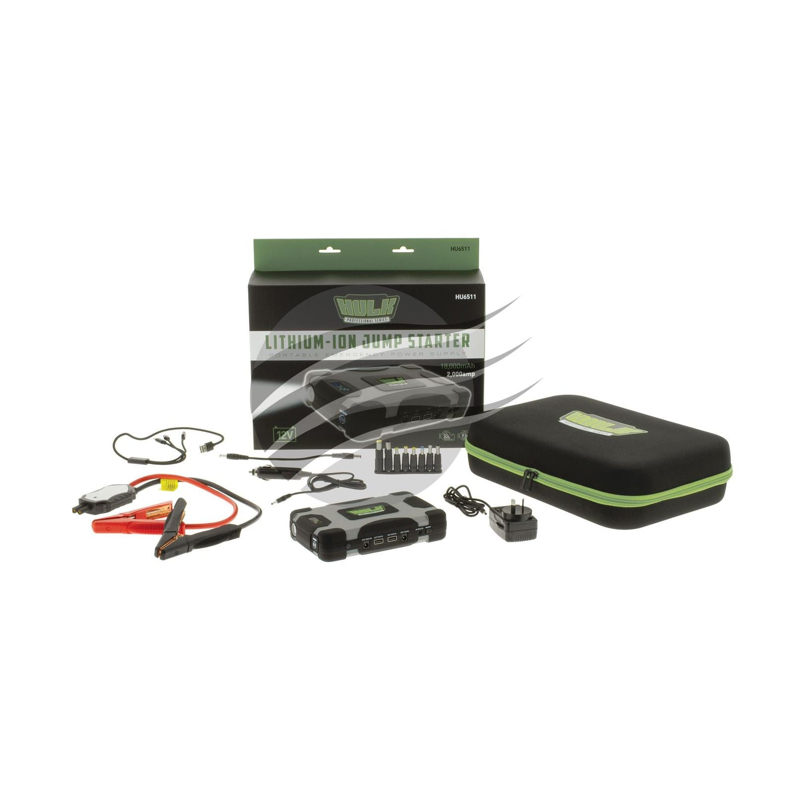 Hulk Professional Lithium-cobalt Jump Starter 18,000mah W/led Disply, Carry Case