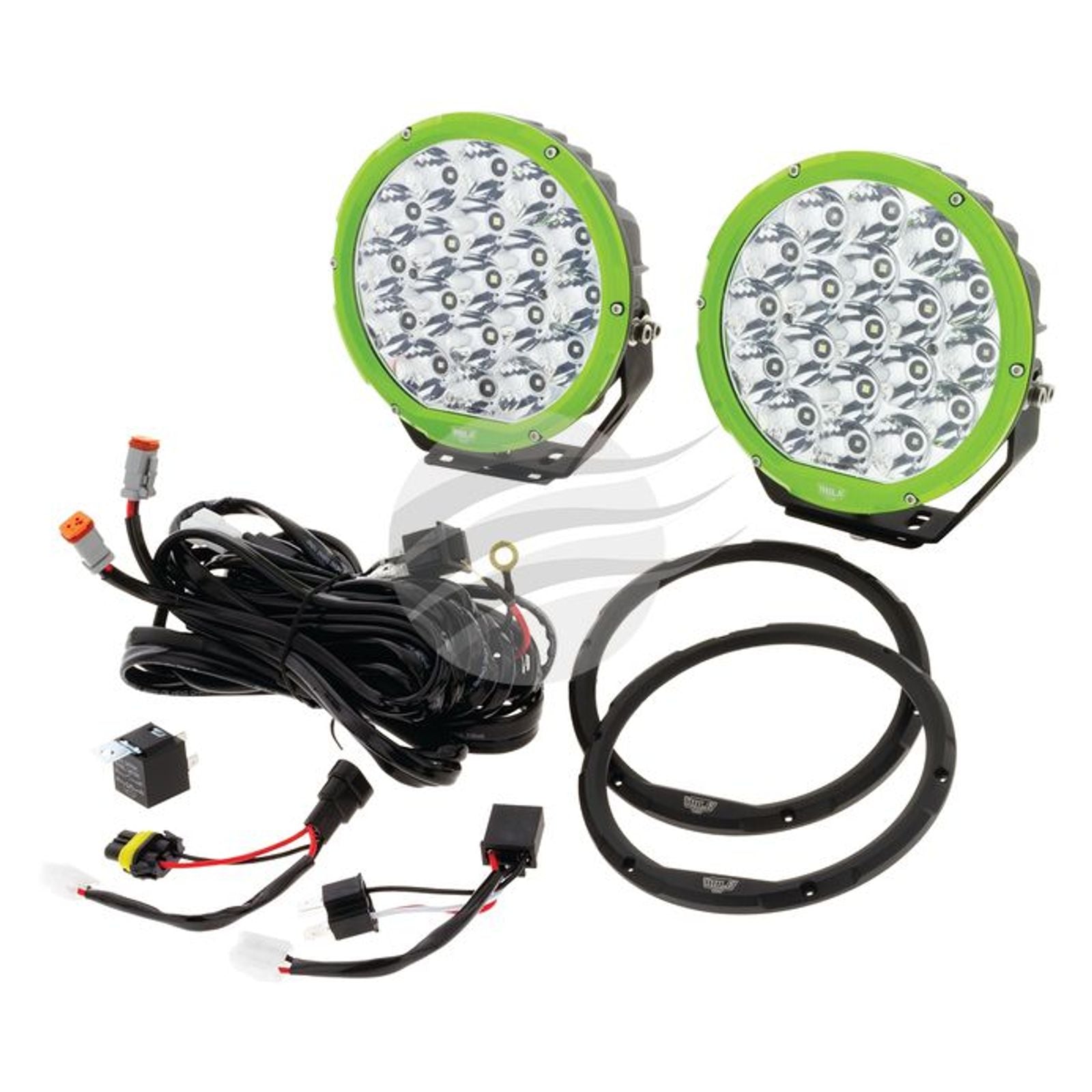 7" RND LED Driving Lamp Kit 9-36V 106W 19 Leds Green & Black 11,000lmns Hulk 4x4
