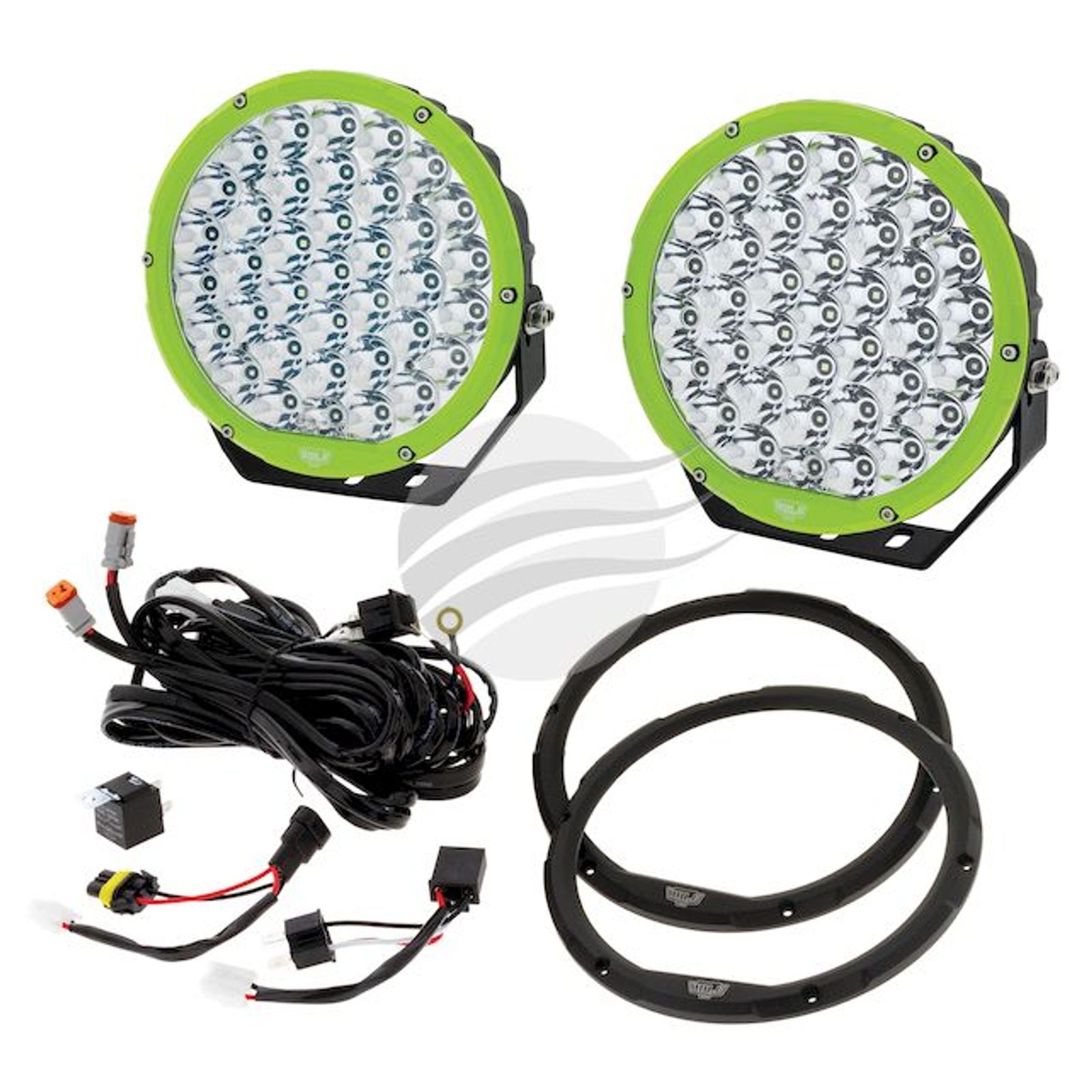 9" RND LED Driving Lamp Kit 9-36V 160W 37 Leds Green & Black 15,600lmns Hulk 4x4