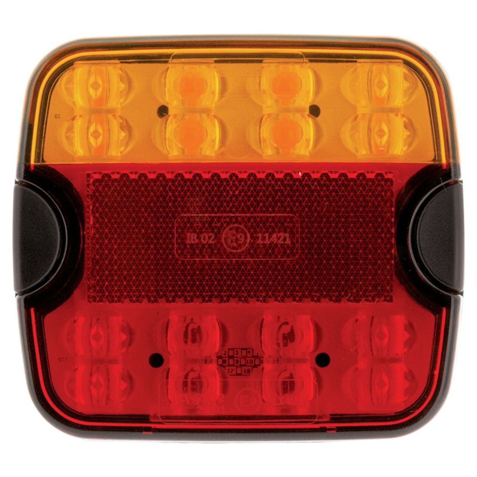 LED Stop/tail/indicator Lamp 9-33V W/ Reflex Reflector 0.5m Lead 104x94x20mm Hul