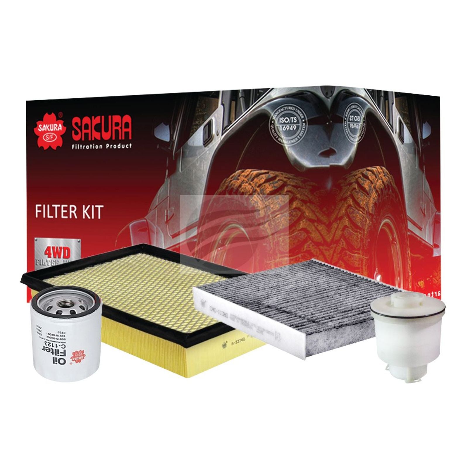 Sakura Filter Kit Oil Air Fuel Cabin Toyota Hilux Fortuner 1GDFTV