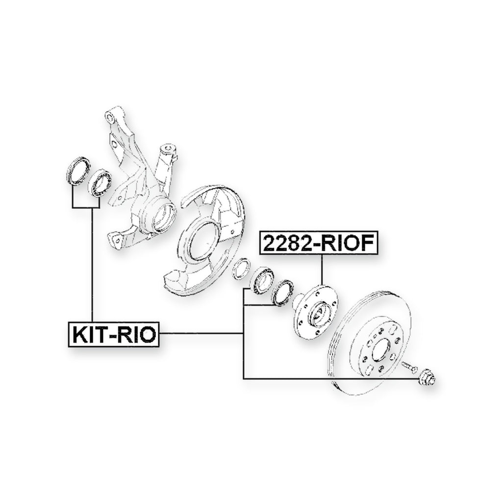 Kia Avella Front Repair Kit, Roller Bearing Axle Shaft