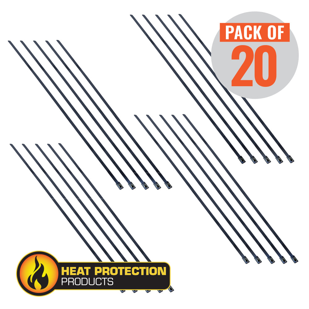 Heat Protection Exhaust Wrap Locking Ties 4.5mm x 400mm (16 Inch) Long Heavy