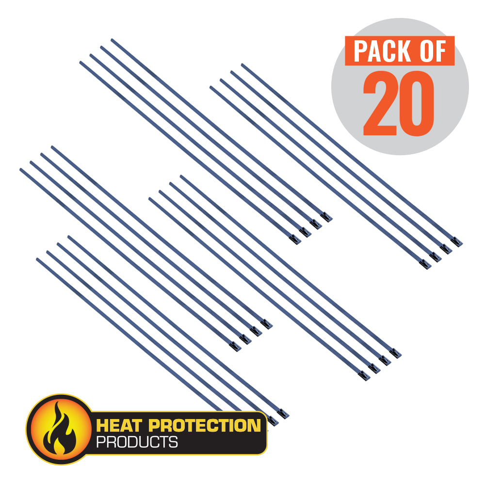 Heat Protection Exhaust Wrap Locking Ties 4.5mm x 400mm (16 Inch) Long Heavy