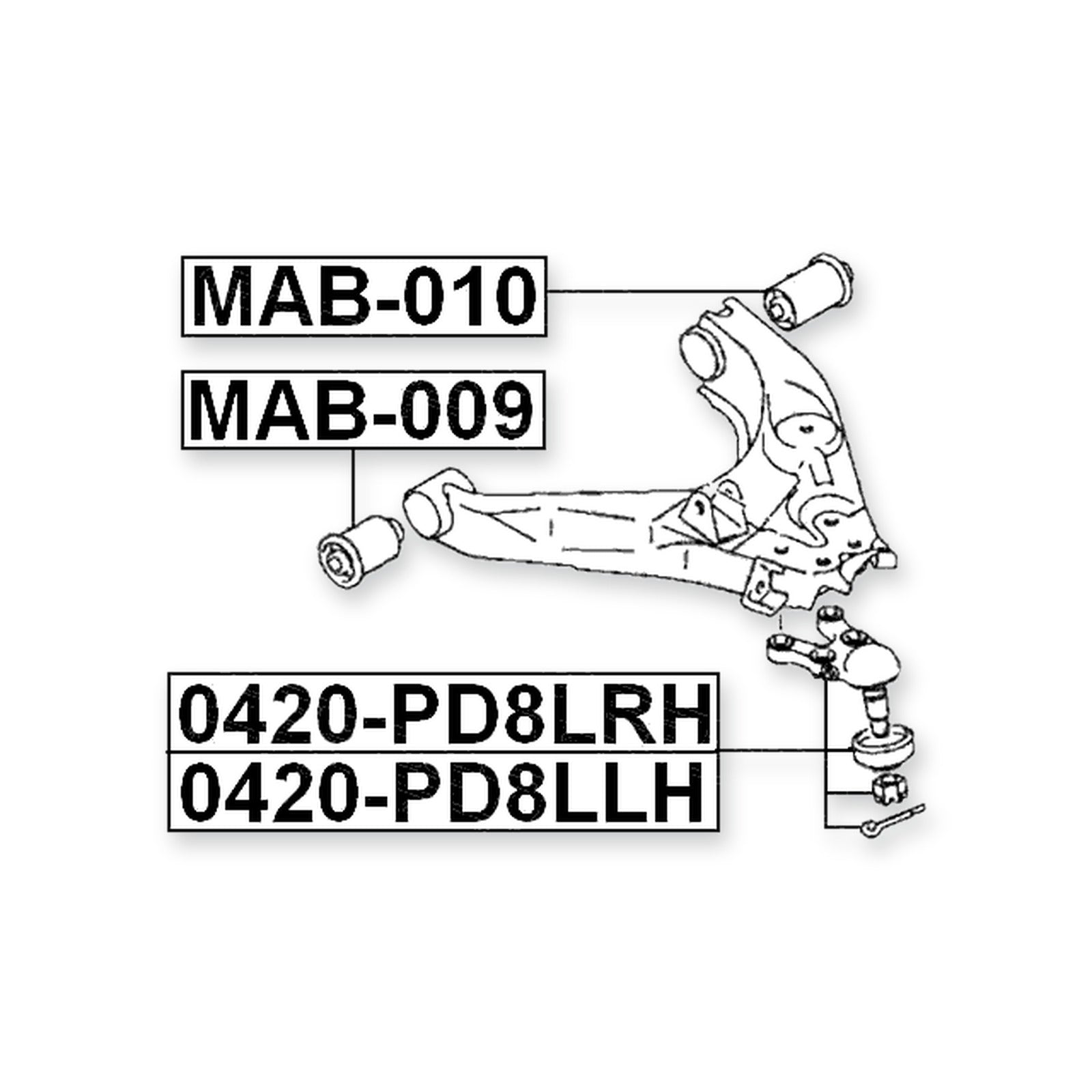 Mitsubishi Delica PD4W/PD6W/PD8W Front Lower Bushing, Control Arm
