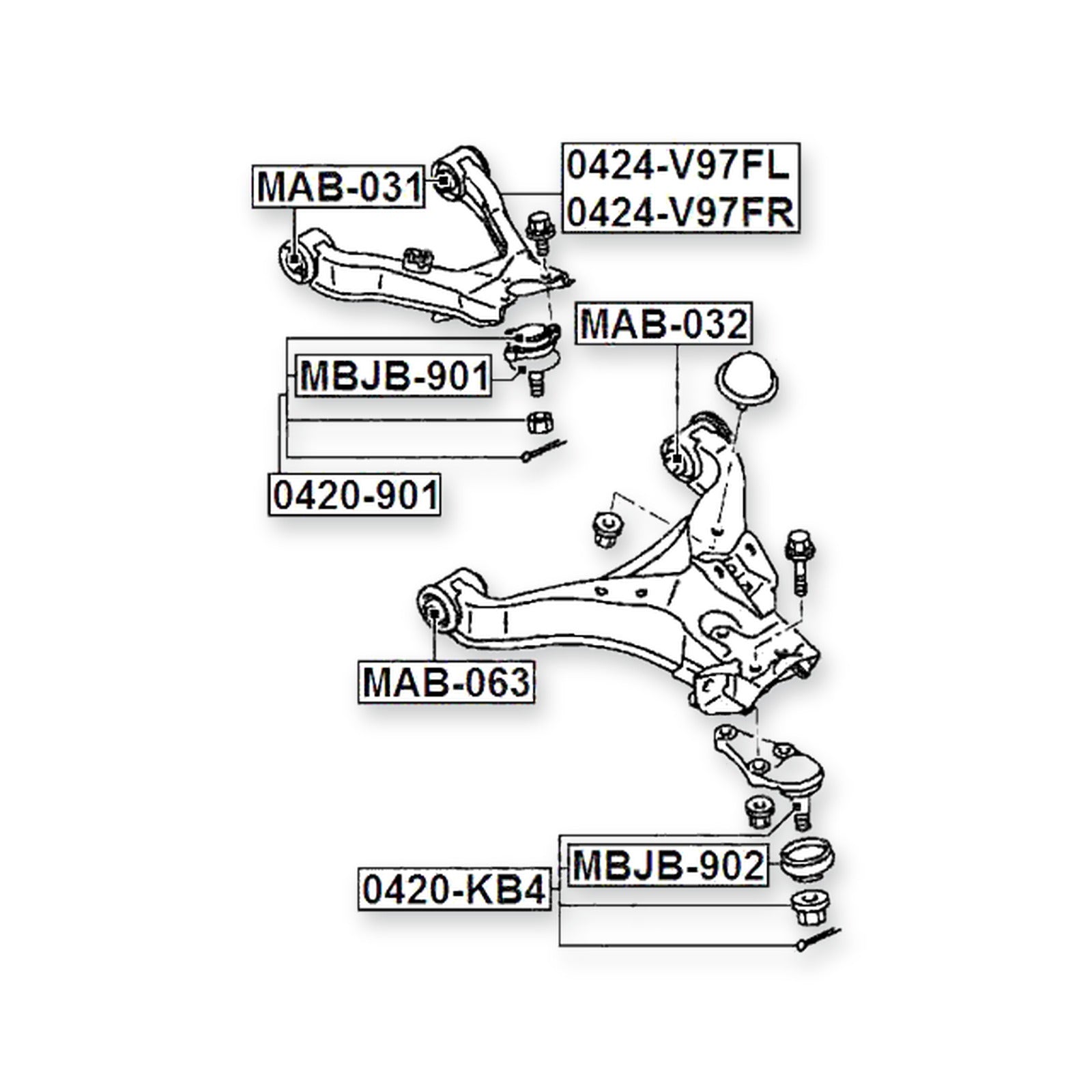 Mitsubishi Montero Front Upper Bushing, Control Arm & More