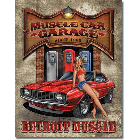 Nostalgia Signs Muscle Car Garage. Detroit Muscle Since 1969 Metal Sign