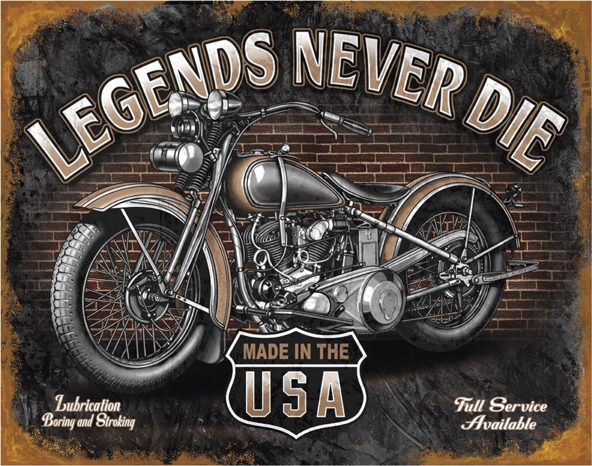 Nostalgia Signs Legends Never Die Made in the Usa Metal Sign Reproduction 41cm