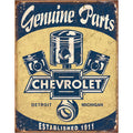 Nostalgia Signs Chevrolet Parts with Pistons Metal Sign Reproduction 32cm x 41cm