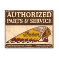 Nostalgia Signs Indian Motorcycle Authorised Parts and Service Metal Sign Repro