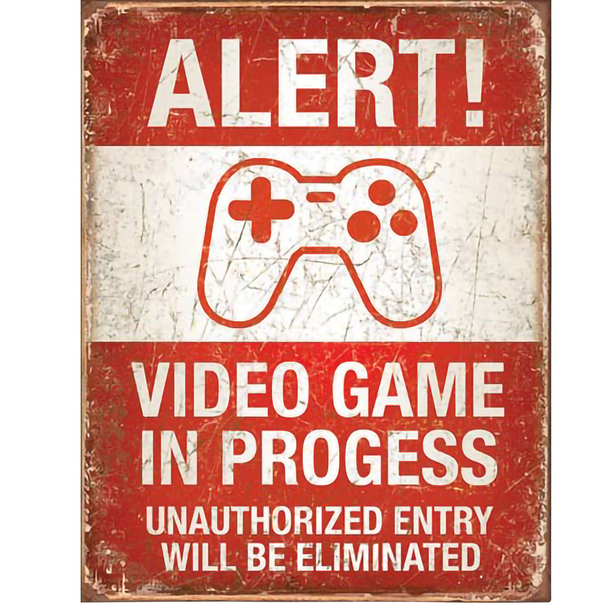 Nostalgia Signs Alert! Video Game in Progress Metal Sign Reproduction 32cm
