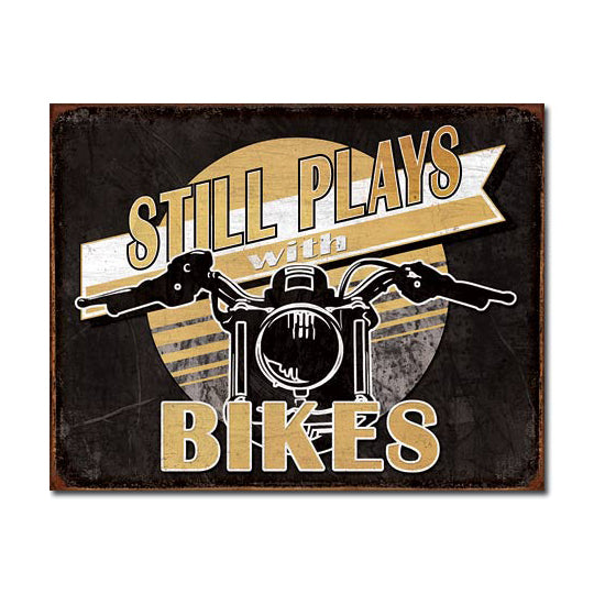 Nostalgia Signs Still Playing with Bikes Metal Sign Reproduction 41cm x 32cm