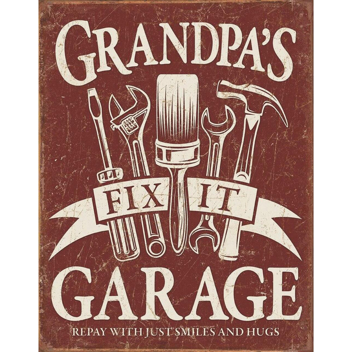 Nostalgia Signs Grandpas Fix It Garage Metal Sign Reproduction 32cm x 41cm