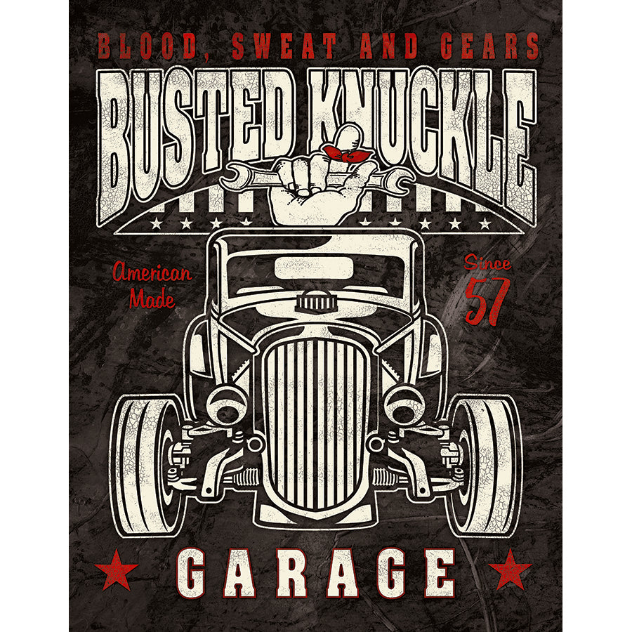 Nostalgia Signs Blood Sweat and Gears Busted Knuckle Garage Metal Sign