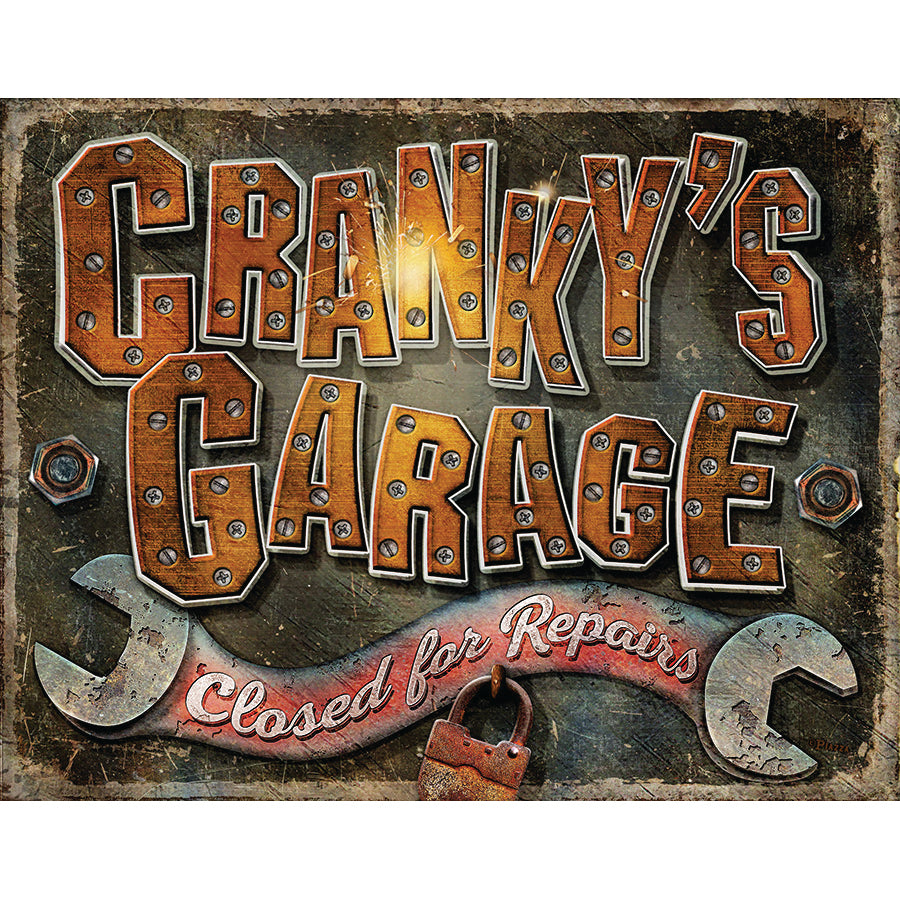 Nostalgia Signs Crankys Garage Closed For Repair Metal Sign Reproduction 41cm