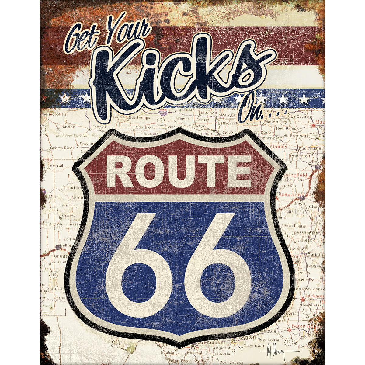 Nostalgia Signs Route 66 Get Your Kicks Metal Sign Reproduction 32cm x 41cm