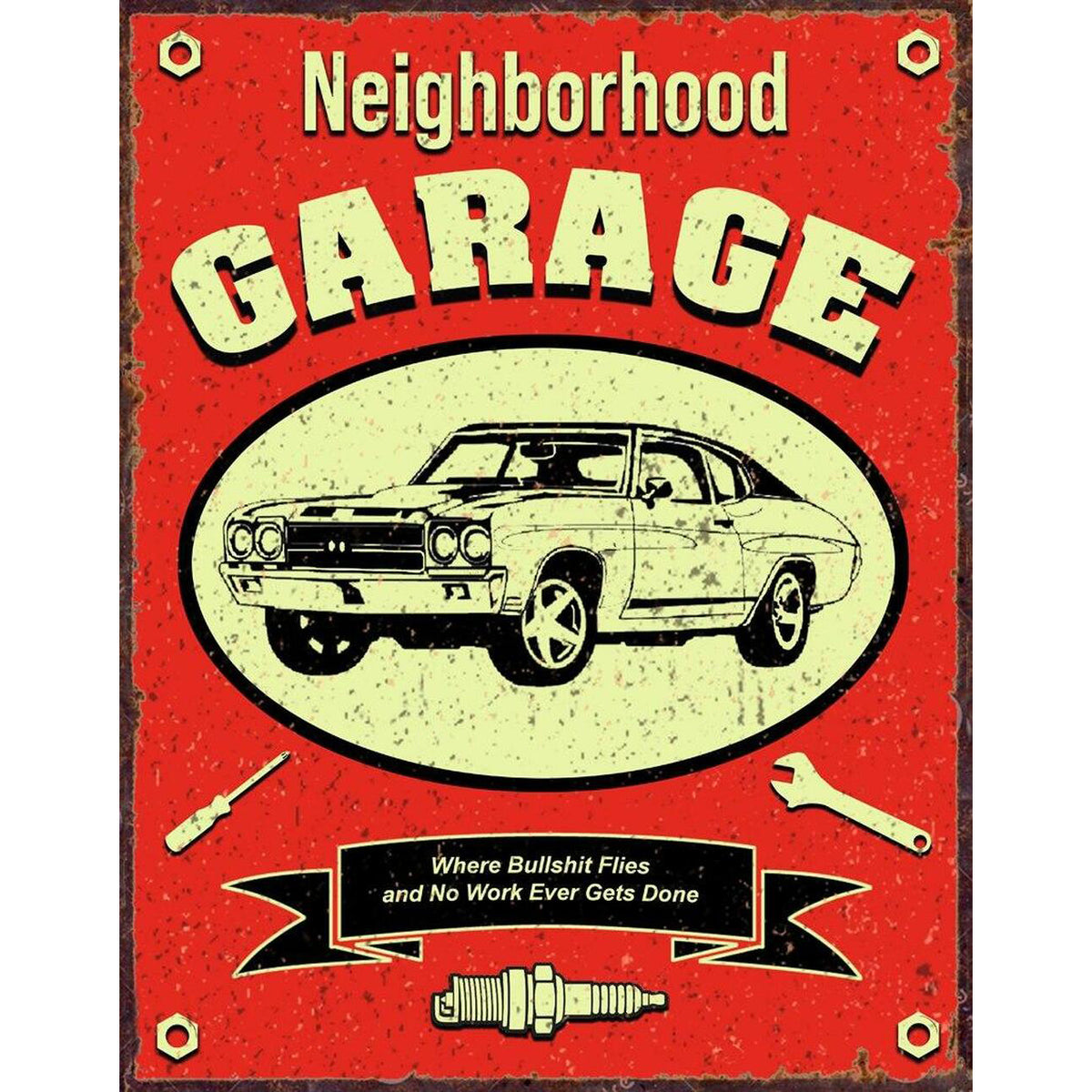 Nostalgia Signs Neighbourhood Garage Metal Sign Reproduction 32cm x 41cm
