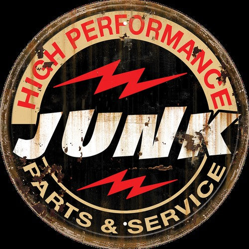 Nostalgia Signs High Performance Junk Parts & Services Metal Sign 30cm Round