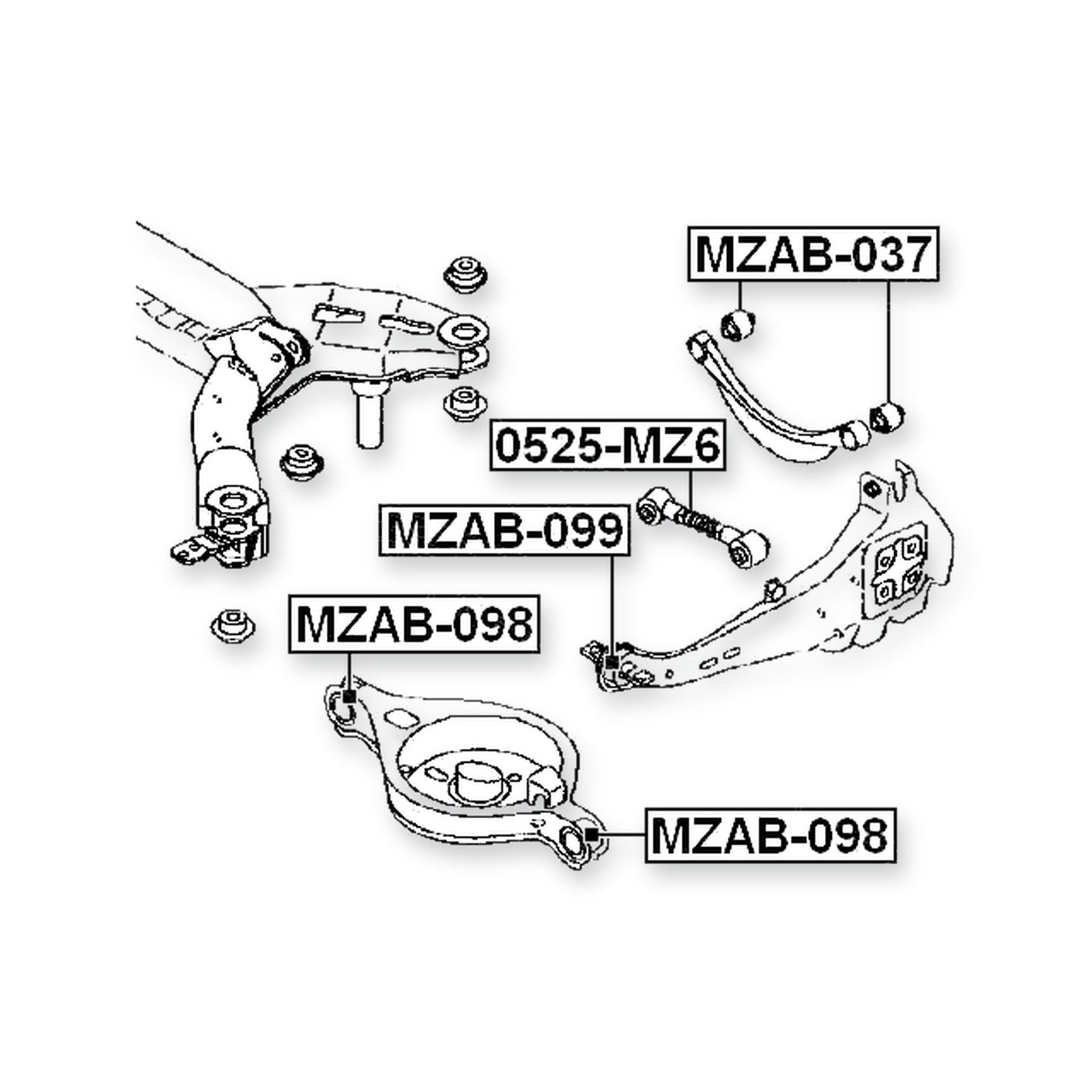 Mazda 6 Wagon Front Bushing, Trailing Arm