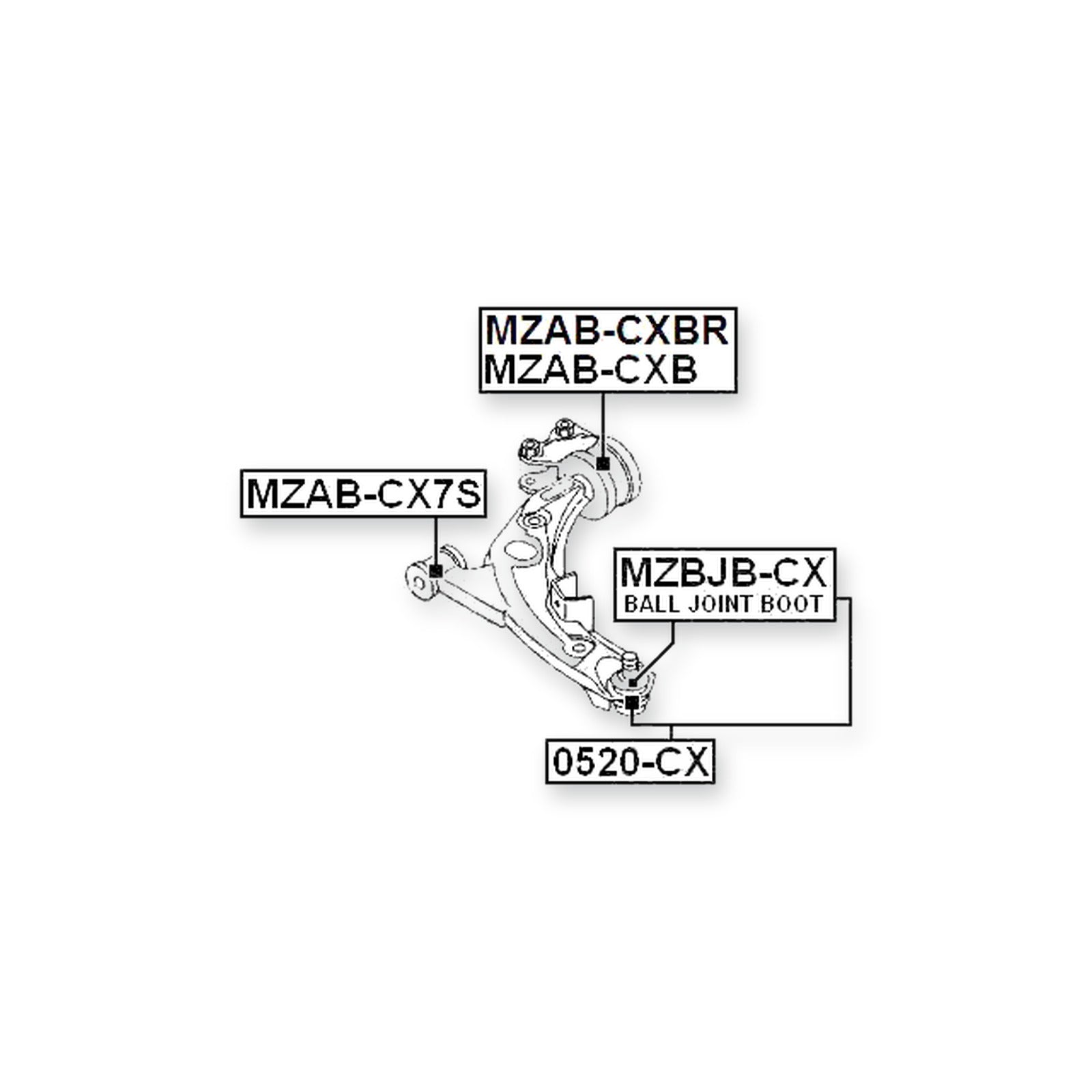 Mazda CX-7 Front Lower Bushing, Control Arm