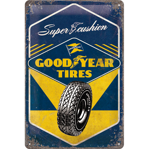Nostalgic Art Good Year Tires Super Cushion 3D Metal Reproduction Sign 20cm
