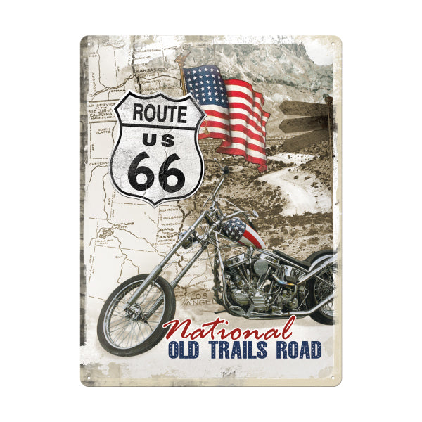 Nostalgic Art Route 66 National Old Trails Road 3D Metal Reproduction Sign 30cm