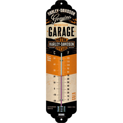 Nostalgic Art Thermometer Harley Davidson Garage C⁰+F⁰ 6.5cm x 28cm In Hang Sell