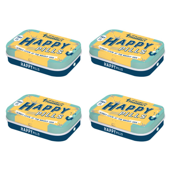 Nostalgic Art MintBox: Happy Pills Size:4 x 6 x 1.6cm comes with sugar free