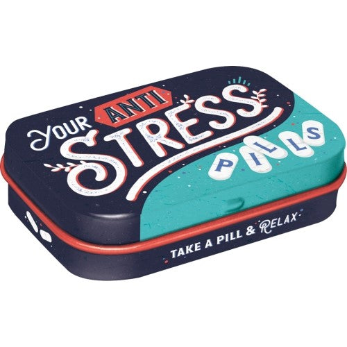 Nostalgic Art MintBox: Anti Stress Pills Size:4x6 x1.6cm sugar free mints 34gm