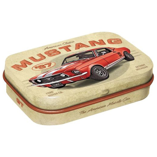 Nostalgic Art MintBox: Ford Mustang GT 1967 Size:4x6 x1.6cm sugar free mints