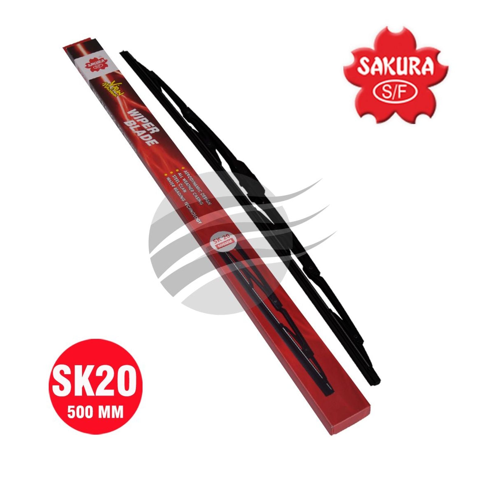 SAKURA Wiper Blade 500mm 20 Inch Complete Universal Hook Blade