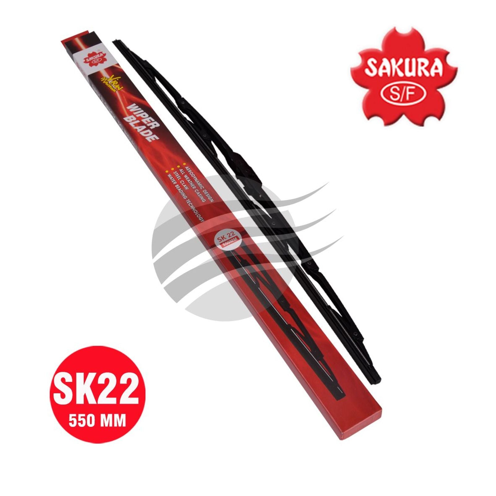 SAKURA Wiper Blade 550mm 22 Inch Complete Universal Hook Blade