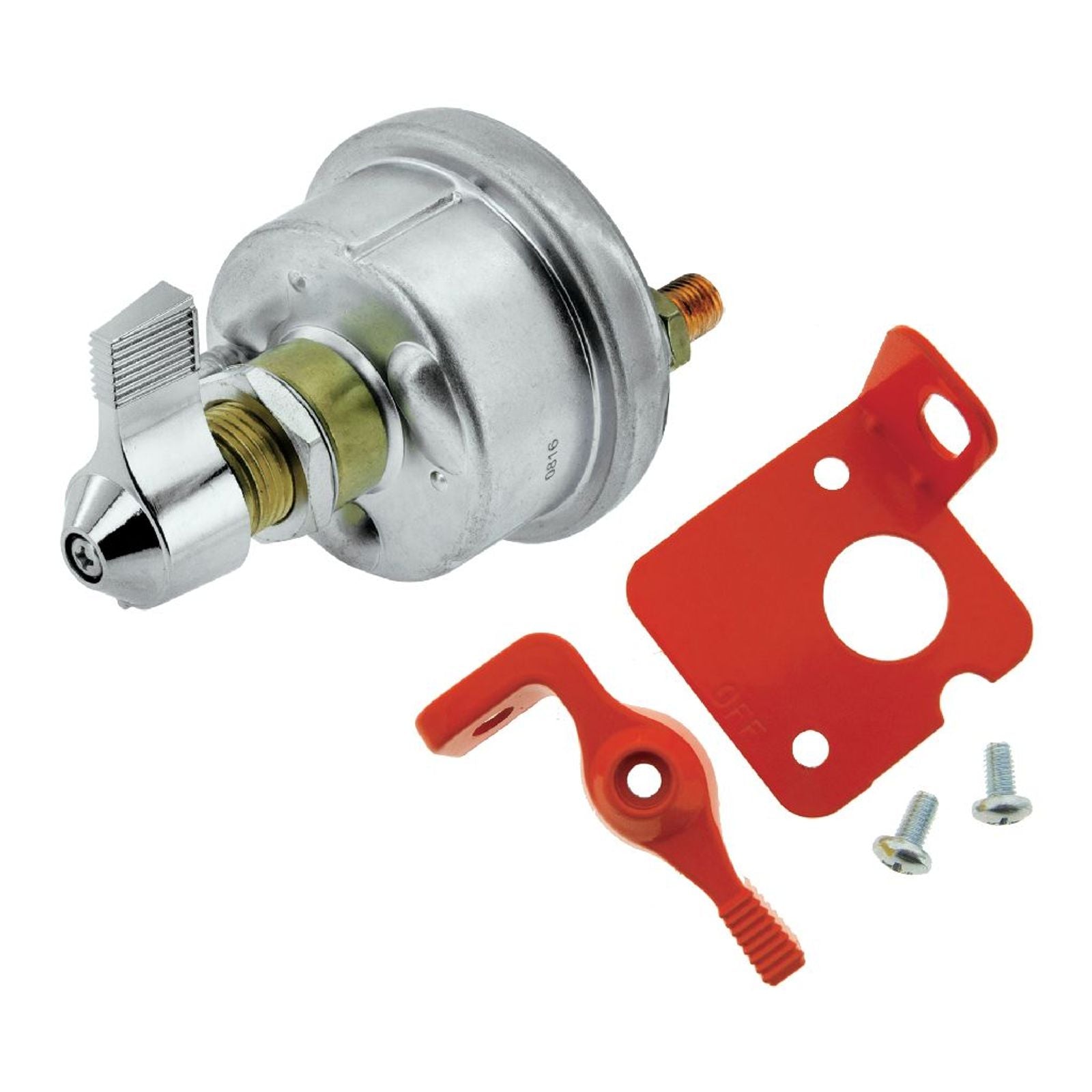 Battery Master Switch With Red Lockout Lever Kit, Copper Contacts, Jaylec