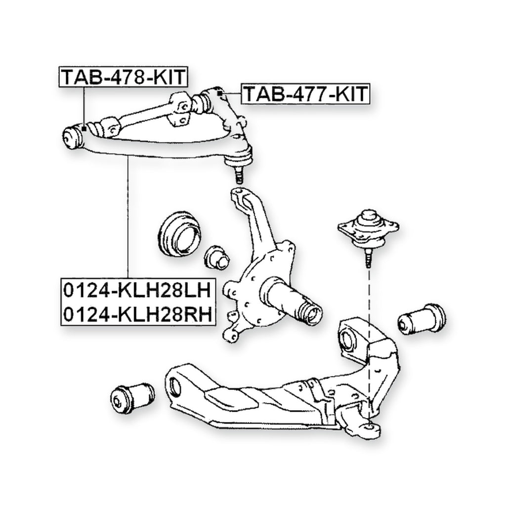 Toyota Hiace Quick Delivery Front Upper Bushing Kit, Control Arm