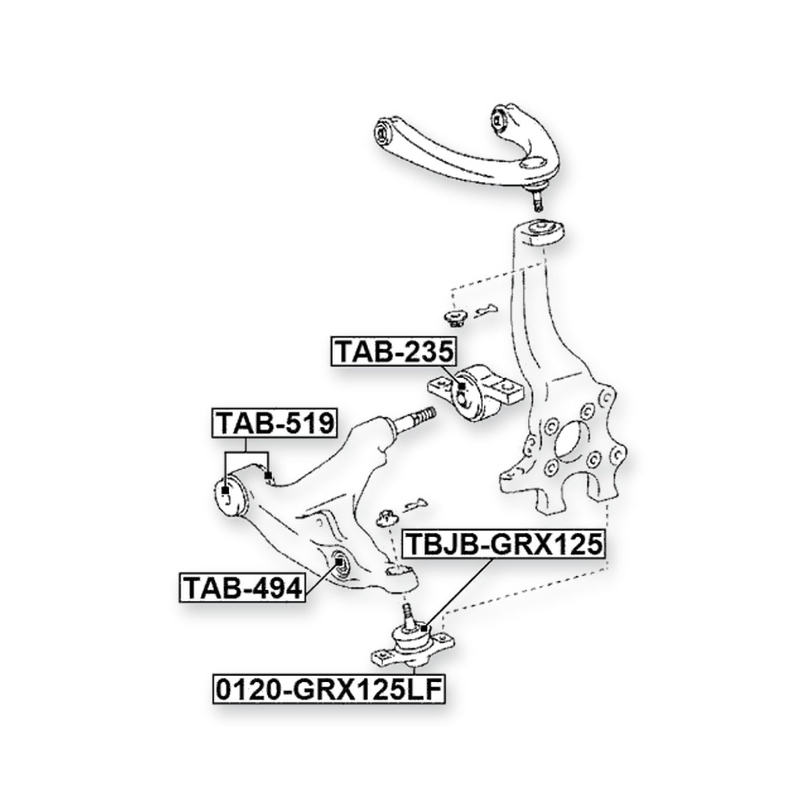 Toyota Crown/Majesta Front Lower Arm Bushing Kit & More