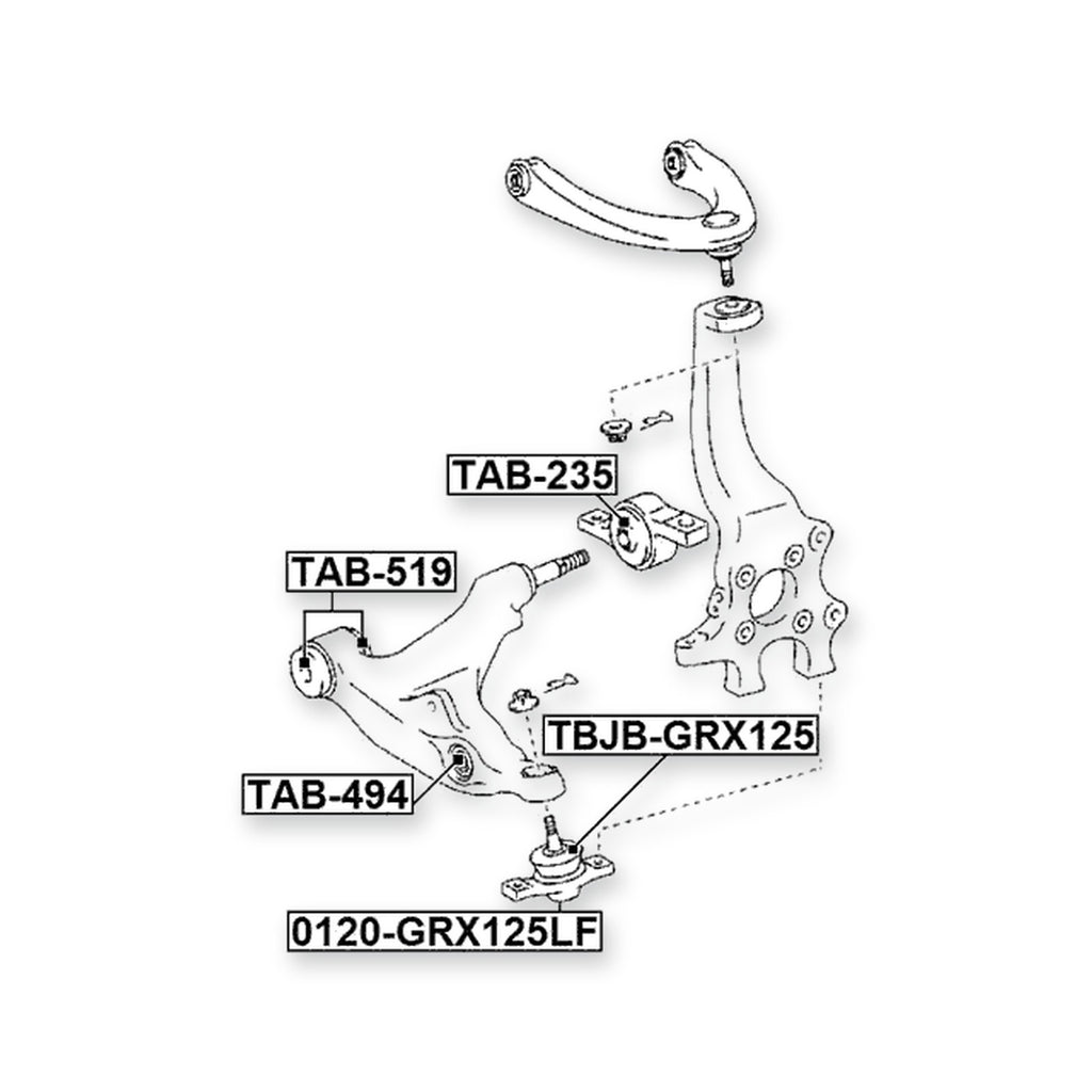 Toyota Crown/Majesta Front Lower Arm Bushing Kit & More
