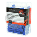 Female Blade Terminal 6.3mm Fully Insul PVC Copper Sleeve DBL Crimp Blue Jaylec