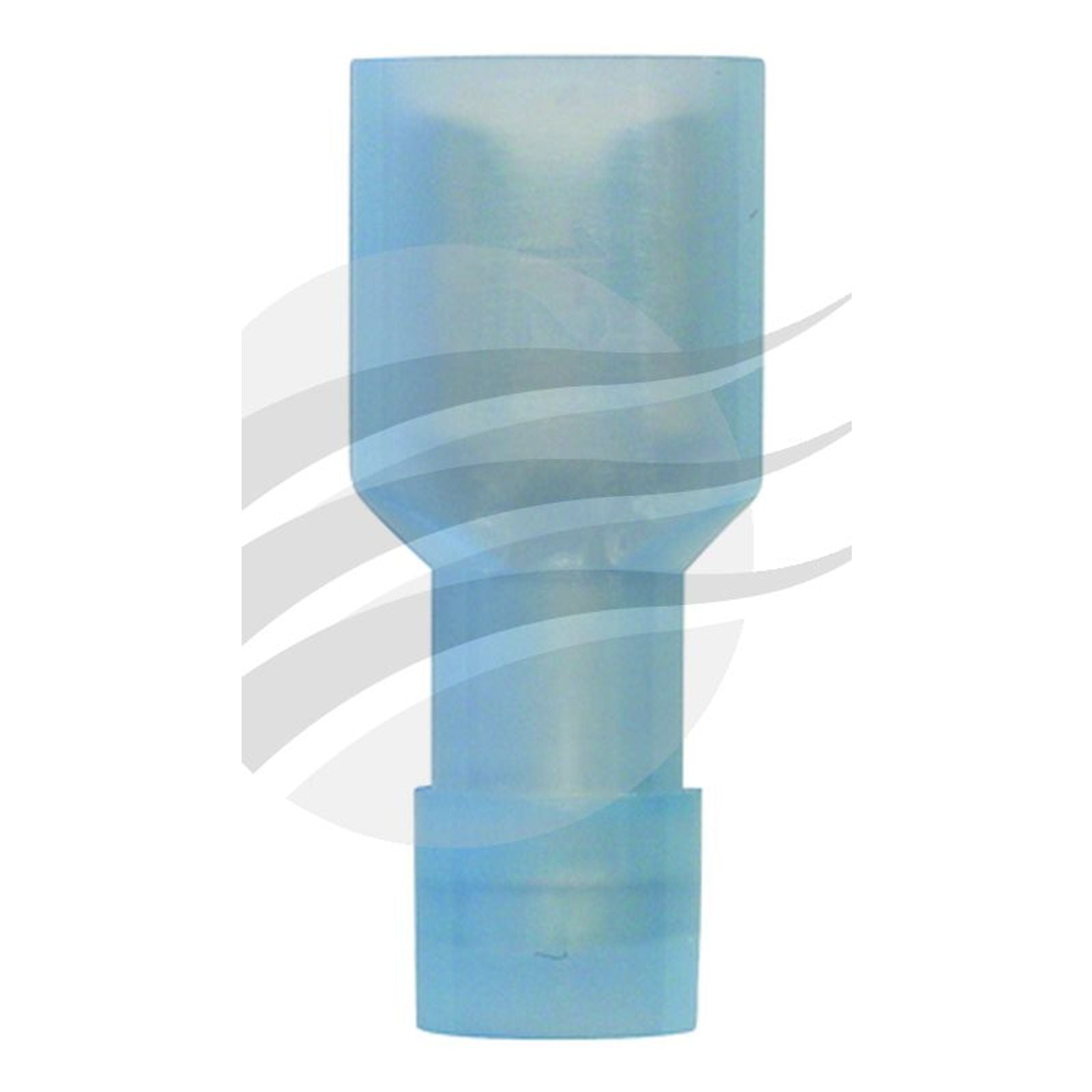 Female Blade Terminal 6.3mm Fully Insul Nylon Copper Sleeve DBL Crimp Blue