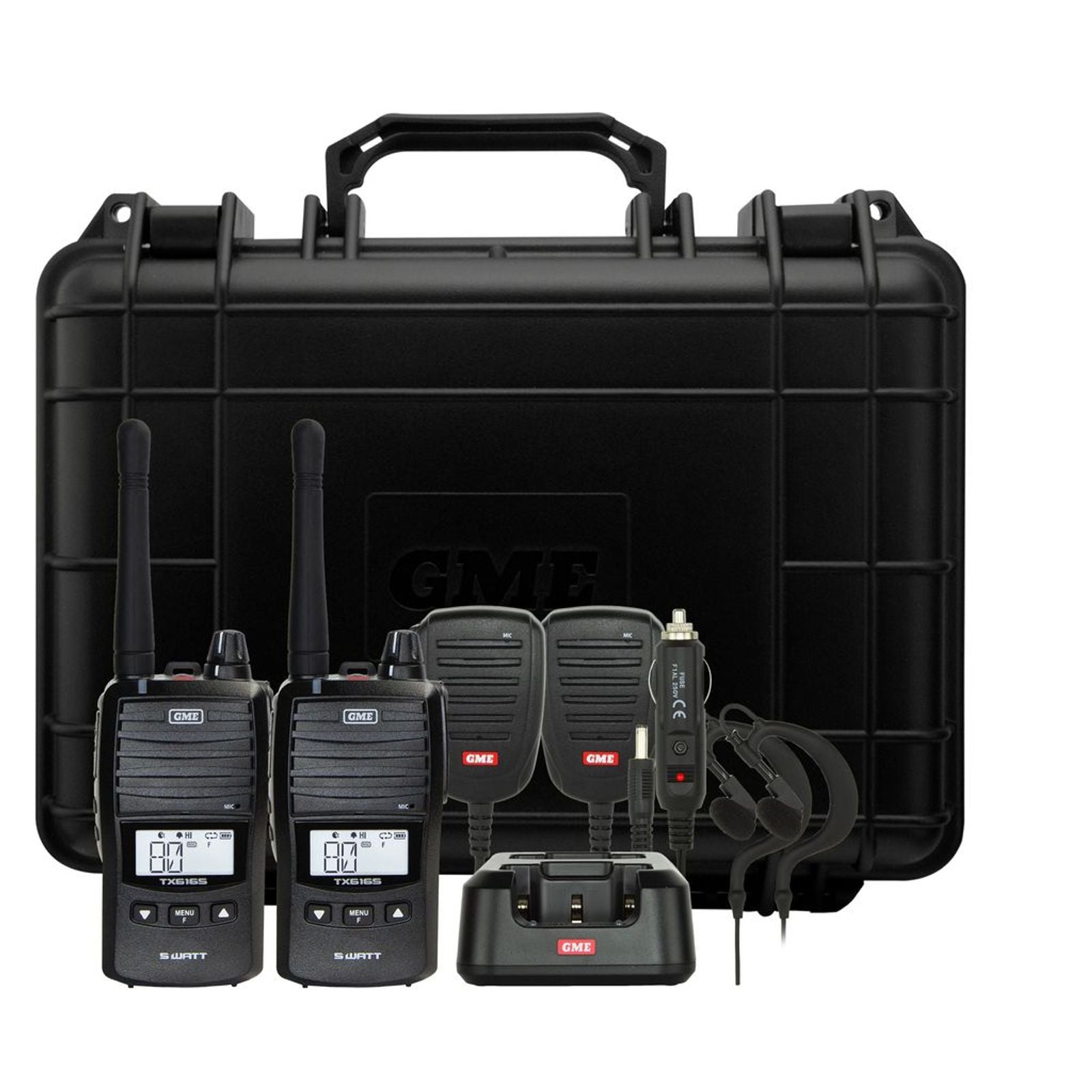 Twin Pack 5/1 Watt Handheld CB Radio Including ACC - Black GME