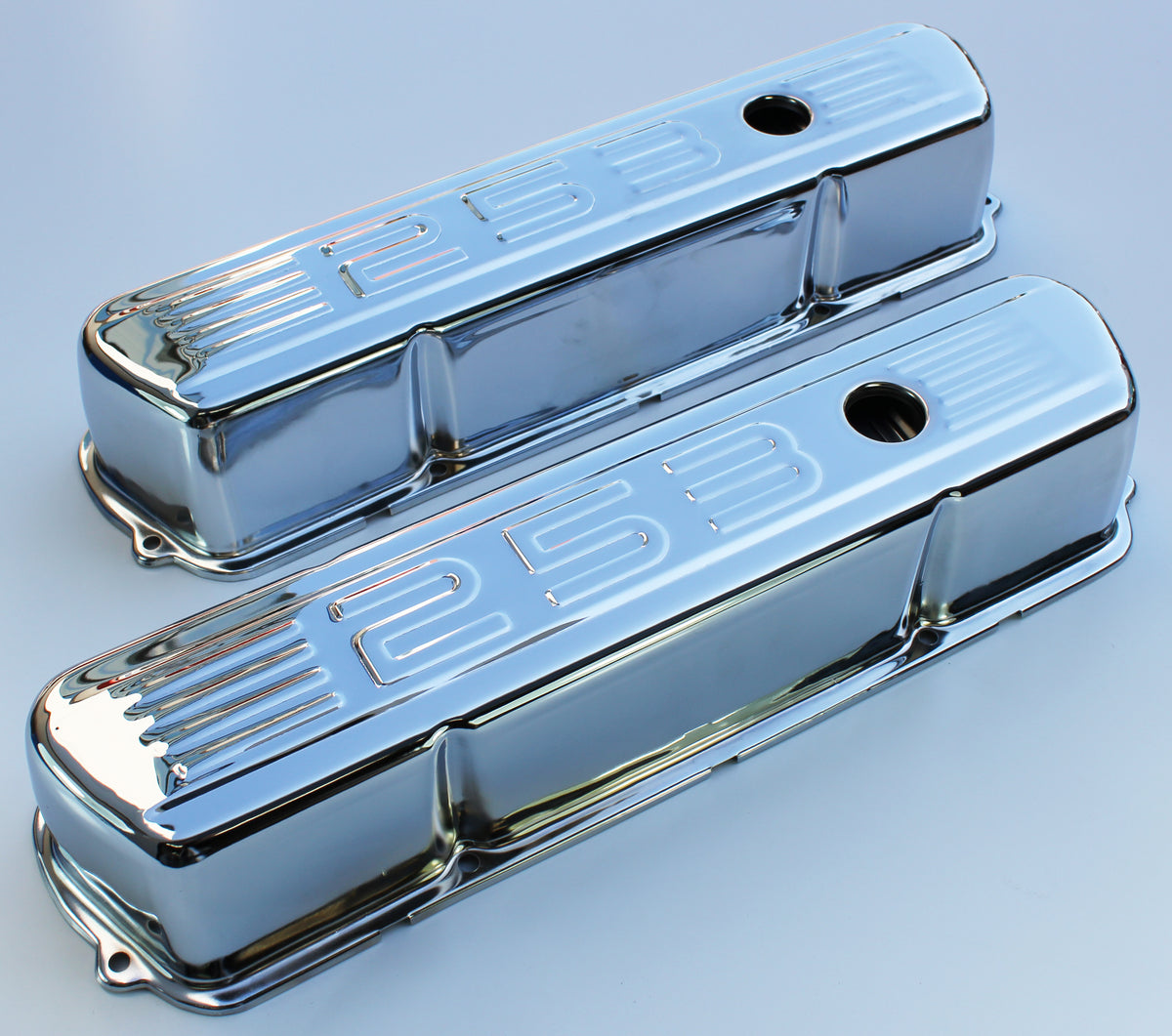 TFI Racing Valve Covers Chrome Holden V8 253-308 Red + Motor 253 Logo Baffled-pr